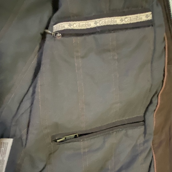 Mens Columbia Brown Soft Leather Zip Up Mock Neck Cotton Lined Casual Coat. Sz-L - Picture 3 of 16